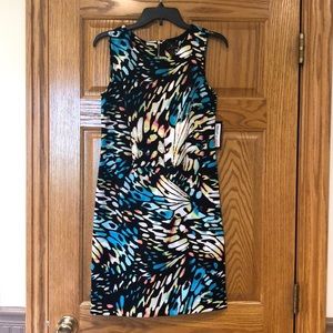 Worthington sleeveless dress, size small, butterfly wing pattern, multicolored.